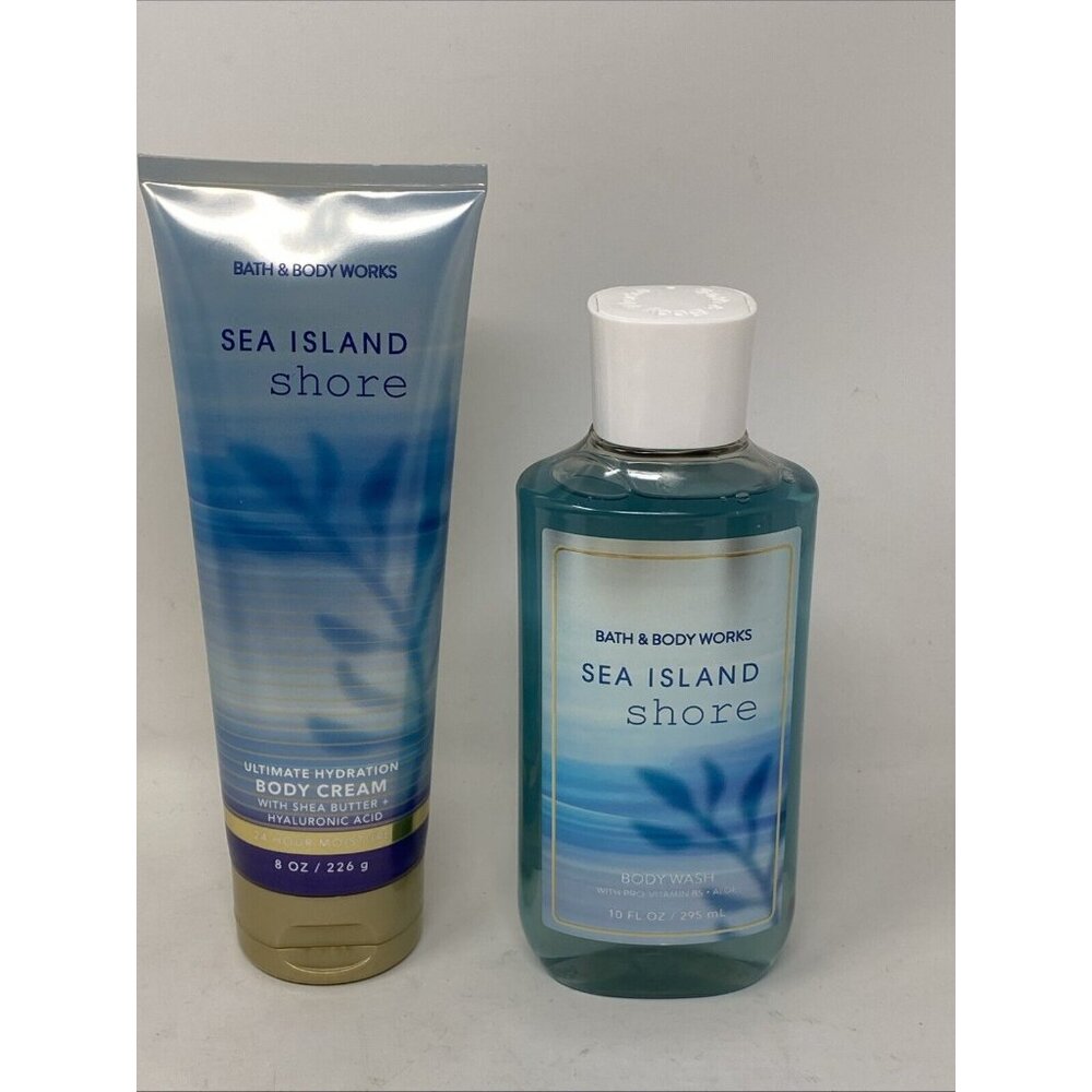 Bath & Body Works Sea Island Shore Body Wash & Ultimate Hydration Cream Set Of 2